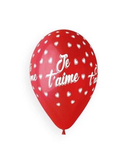 Sachet de 5 ballons anniversaire imprimé je t\'aime Faites La Fête Ballons & Arches