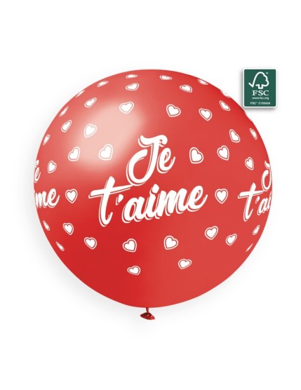 Sachet de 1 ballon anniversaire imprimé je t\'aime Faites La Fête Ballons & Arches