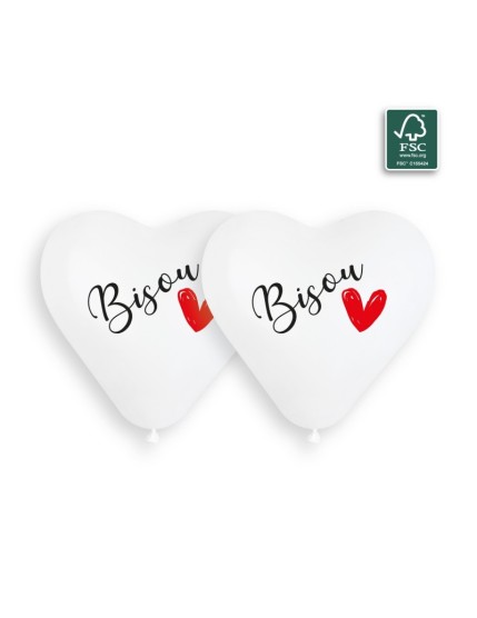 Sachet de 2 ballons anniversaire imprimé bisou Faites La Fête Ballons & Arches