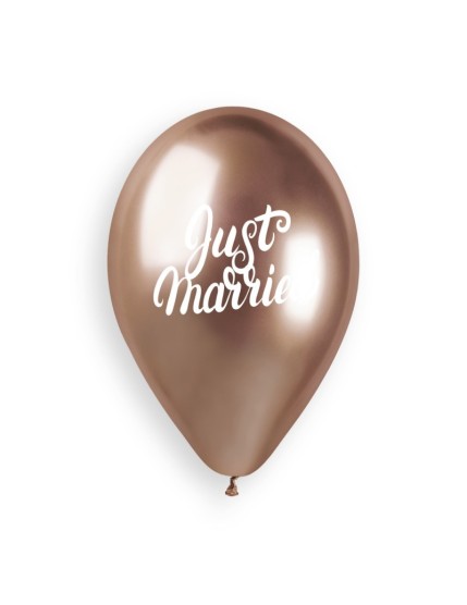 Sachet de 5 ballons anniversaire imprimé Just married + Mr&Mrs Faites La Fête Ballons & Arches