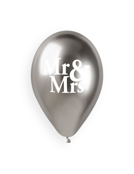 Sachet de 5 ballons anniversaire imprimé Just married + Mr&Mrs Faites La Fête Ballons & Arches