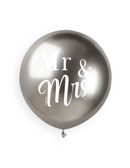 Sachet de 3 ballons anniversaire imprimé Just married + Mr&Mrs Faites La Fête Ballons & Arches