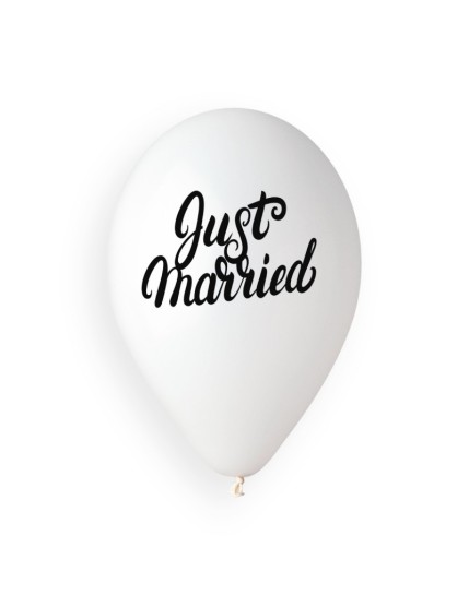 Sachet de 5 ballons anniversaire imprimé Just married + Mr&Mrs + confetti Faites La Fête Ballons & Arches