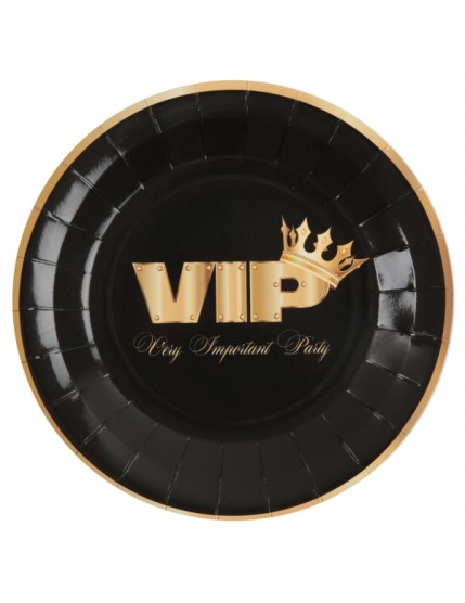 Assiette VIP couronné Noir Faites La Fête Accessoires de décoration