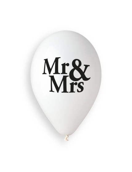 Sachet de 5 ballons anniversaire imprimé Just married + Mr&Mrs + confetti Faites La Fête Ballons & Arches