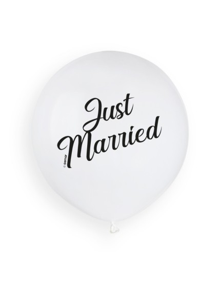 Sachet de 3 ballons anniversaire imprimé Just married + Mr&Mrs Faites La Fête Ballons & Arches