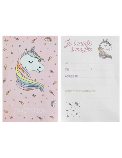 Carte invitation Licorne Rose Faites La Fête Anniversaire