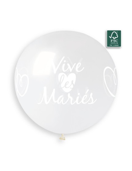 Sachet de 1 ballon imprimé Vive les Mariés Faites La Fête Ballons & Arches