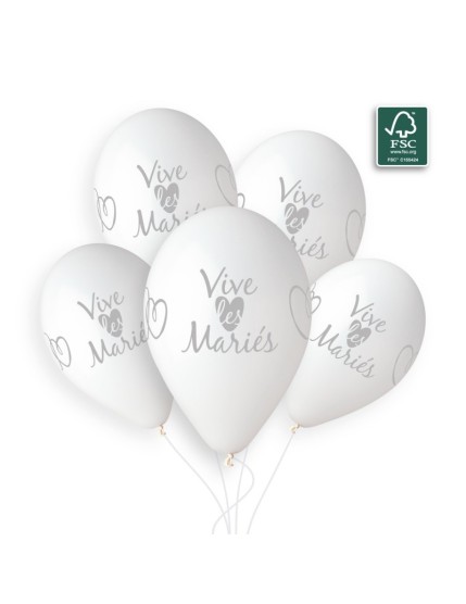 Sachet de 5 ballons imprimé Vive les Mariés Faites La Fête Ballons & Arches