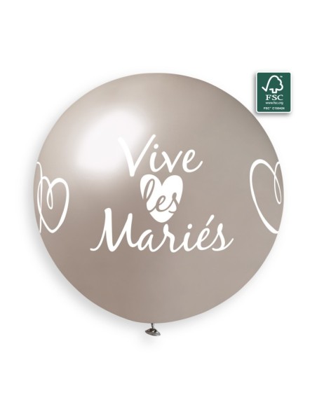 Sachet de 1 ballon imprimé Vive les Mariés