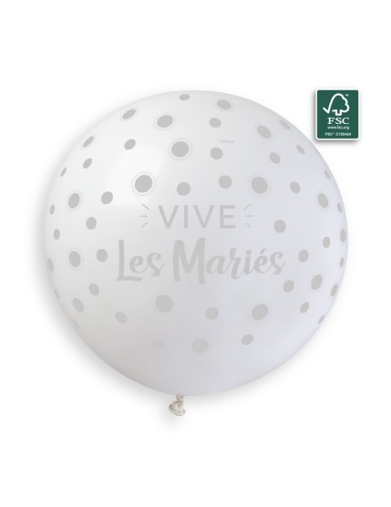 Sachet de 1 ballon imprimé Vive les Mariés Faites La Fête Ballons & Arches