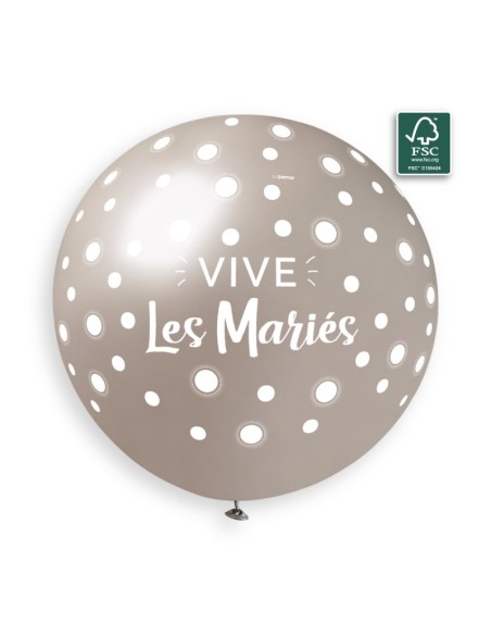 Sachet de 1 ballon imprimé Vive les Mariés