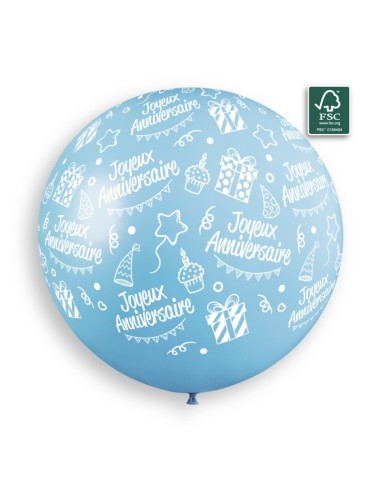 Sachet de 1 ballon anniversaire imprimé Joyeux Anniversaire Dimensions du  Ballon 80 cm Couleurs - texture Multicolore Dessins - Textes Joyeux  Anniversaire