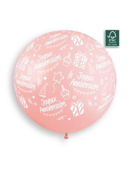 Sachet de 1 ballon anniversaire imprimé Joyeux Anniversaire Faites La Fête Ballons & Arches