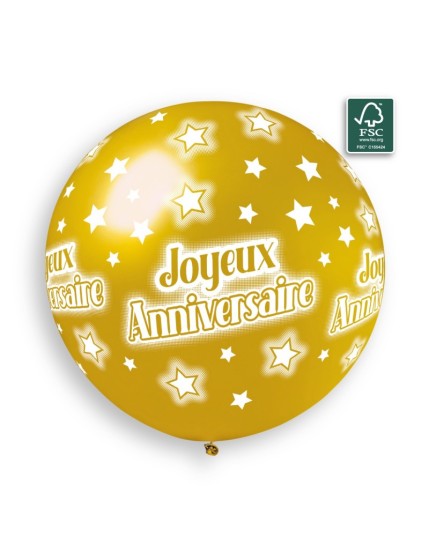 Sachet de 1 ballon anniversaire imprimé Joyeux Anniversaire Faites La Fête Ballons & Arches