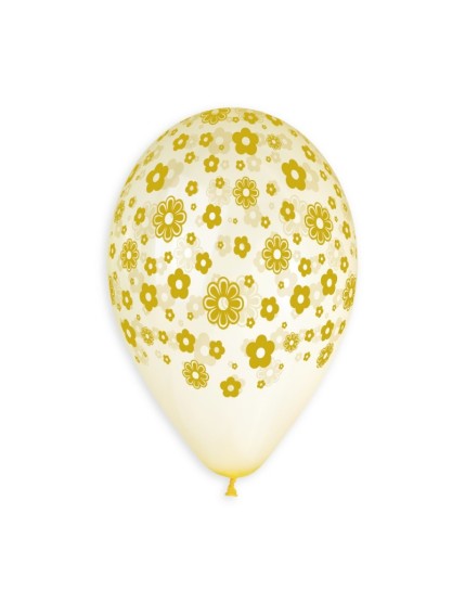 Sachet de 5 ballons anniversaire imprimé Golden flowers Faites La Fête Ballons & Arches