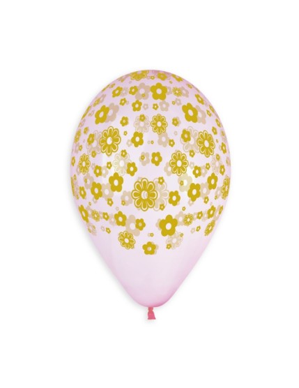 Sachet de 5 ballons anniversaire imprimé Golden flowers Faites La Fête Ballons & Arches