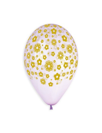 Sachet de 5 ballons anniversaire imprimé Golden flowers Faites La Fête Ballons & Arches