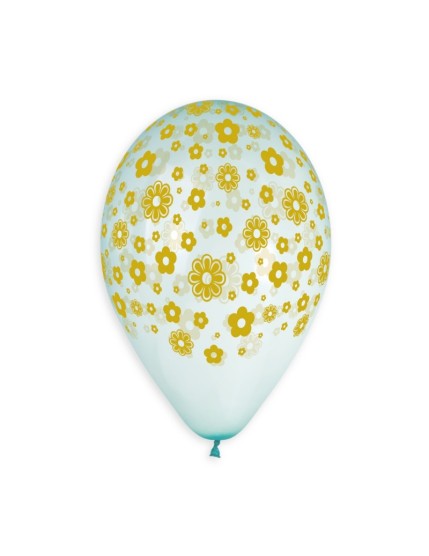 Sachet de 5 ballons anniversaire imprimé Golden flowers Faites La Fête Ballons & Arches