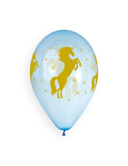 Sachet de 5 ballons anniversaire imprimé Golden Unicorn Faites La Fête Ballons & Arches