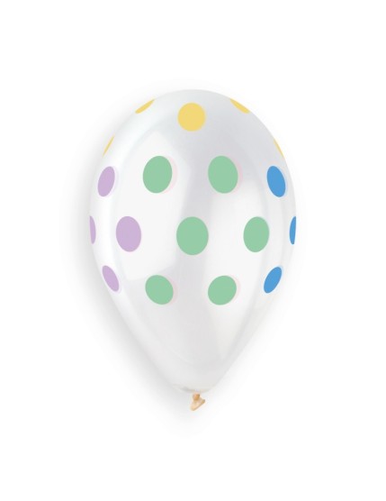 Sachet de 5 ballons anniversaire imprimé polka dots multicolor Faites La Fête Ballons & Arches