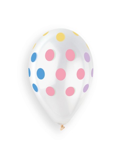 Sachet de 5 ballons anniversaire imprimé polka dots multicolor Faites La Fête Ballons & Arches