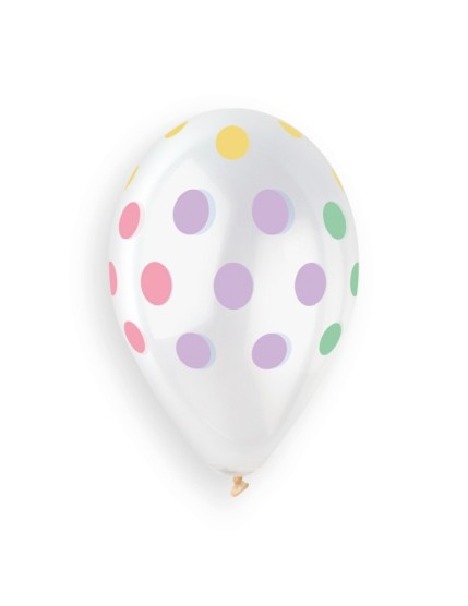 Sachet de 5 ballons anniversaire imprimé polka dots multicolor Faites La Fête Ballons & Arches