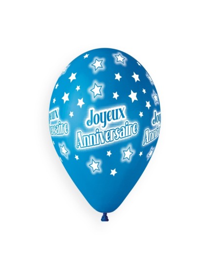 Sachet de 5 ballons anniversaire imprimé Joyeux Anniversaire Faites La Fête Ballons & Arches