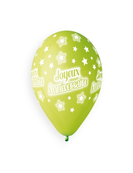 Sachet de 5 ballons anniversaire imprimé Joyeux Anniversaire Faites La Fête Ballons & Arches