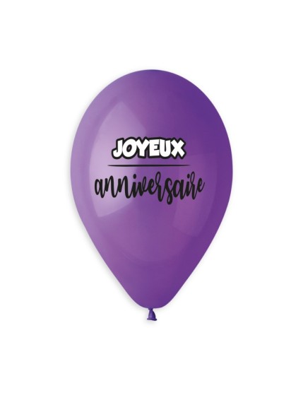 Sachet de 5 ballons anniversaire imprimé Joyeux Anniversaire Faites La Fête Ballons & Arches