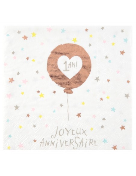 Serviette Anniversaire 1 An Multicolore