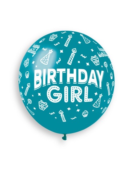 Sachet de 3 ballons anniversaire imprimé Birthday Girl Faites La Fête Ballons & Arches