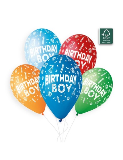 Sachet de 5 ballons anniversaire imprimé Birthday Boy Faites La Fête Ballons & Arches