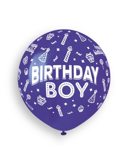 Sachet de 3 ballons anniversaire imprimé Birthday Boy Faites La Fête Ballons & Arches