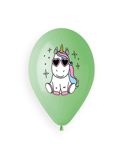 Sachet de 5 ballons anniversaire imprimé Unicorn star & polka multicolor Faites La Fête Ballons & Arches