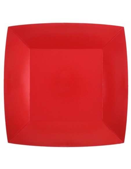 Grande assiette carrée Rainbow Rouge