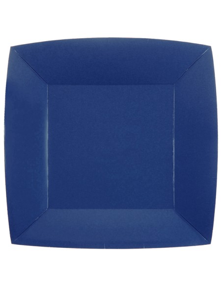 Grande assiette carrée Rainbow Bleu