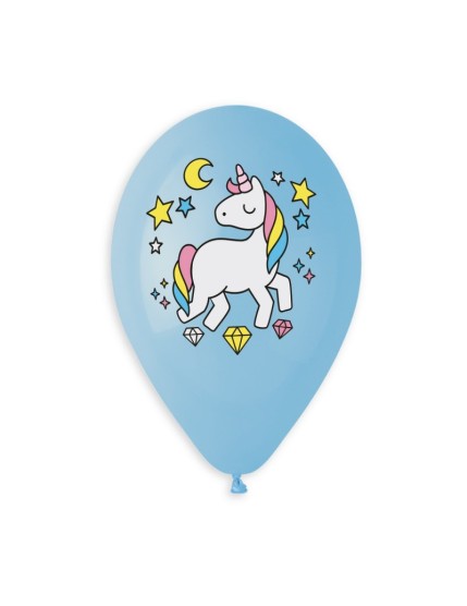 Sachet de 5 ballons anniversaire imprimé Unicorn & colourful rainbow Faites La Fête Ballons & Arches