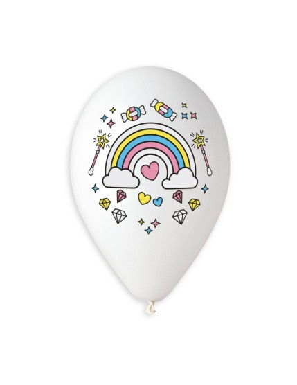 Sachet de 5 ballons anniversaire imprimé Unicorn & colourful rainbow Faites La Fête Ballons & Arches