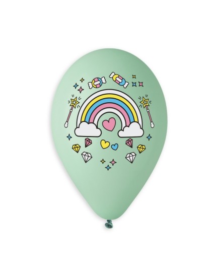 Sachet de 5 ballons anniversaire imprimé Unicorn & colourful rainbow Faites La Fête Ballons & Arches