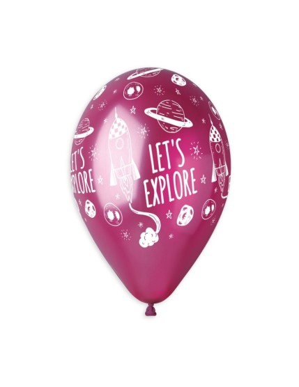 Sachet de 5 ballons anniversaire imprimé Space shuttle & let\'s explore Faites La Fête Ballons & Arches