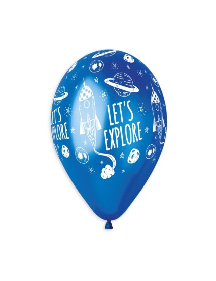 Sachet de 5 ballons anniversaire imprimé Space shuttle & let\'s explore Faites La Fête Ballons & Arches