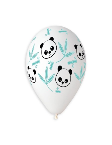 Sachet de 5 ballons anniversaire imprimé Panda bamboo & spiral dots Faites La Fête Ballons & Arches