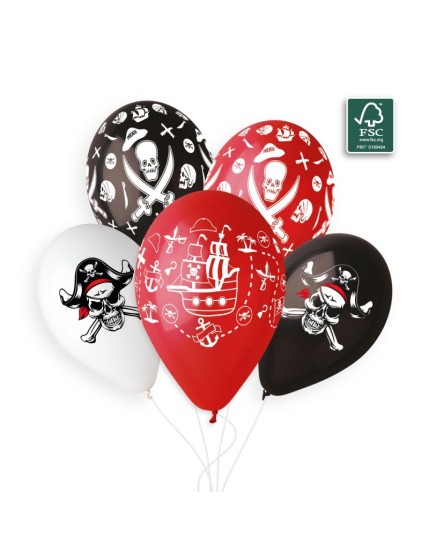 Sachet de 5 ballons anniversaire imprimé Pirates Faites La Fête Ballons & Arches